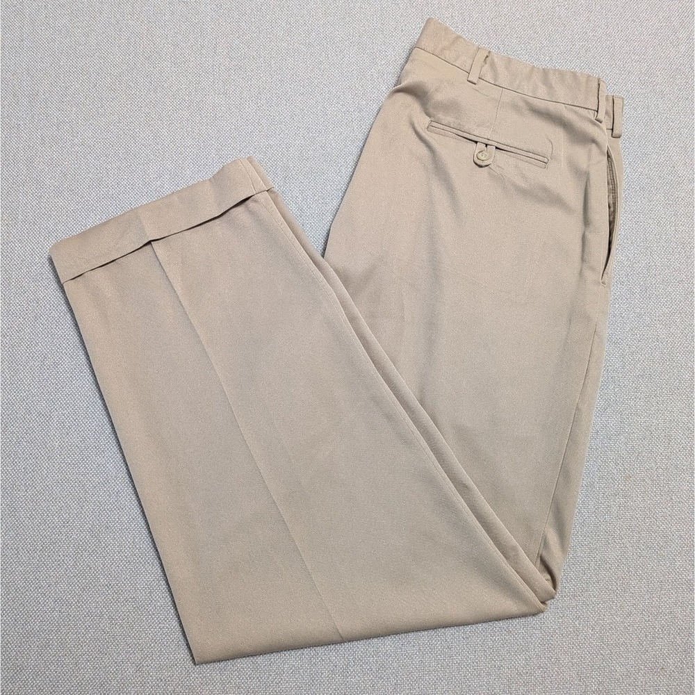 Polo Ralph Lauren Men's Khaki Pleated Dress Pants Cuffed 36x32 Lightweight Prep
